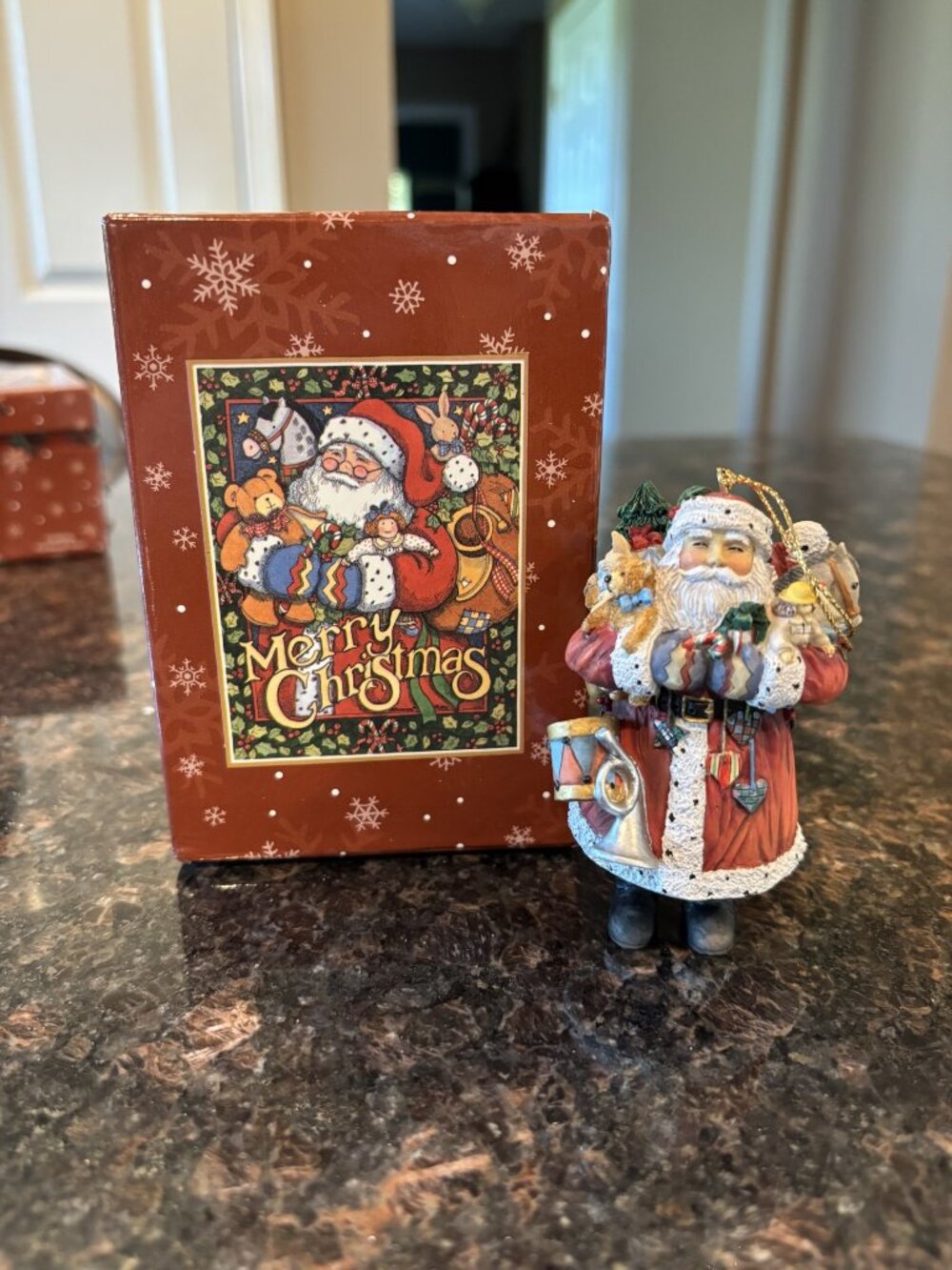 Vintage Lang Christmas Ornament - Santa with Gift Bag